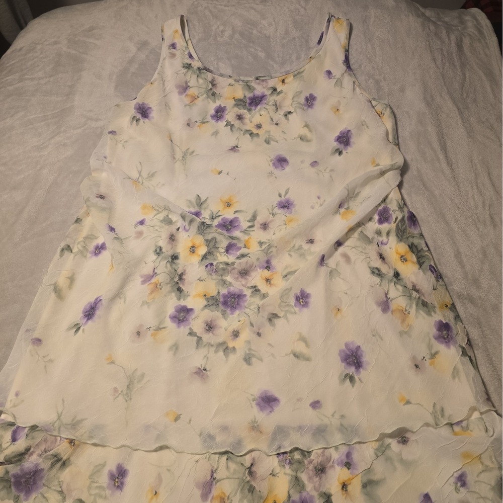 Cattiva Sheer Chiffon Pale Mint Floral Tier Maxi Dress And Cardigan 18w Floral